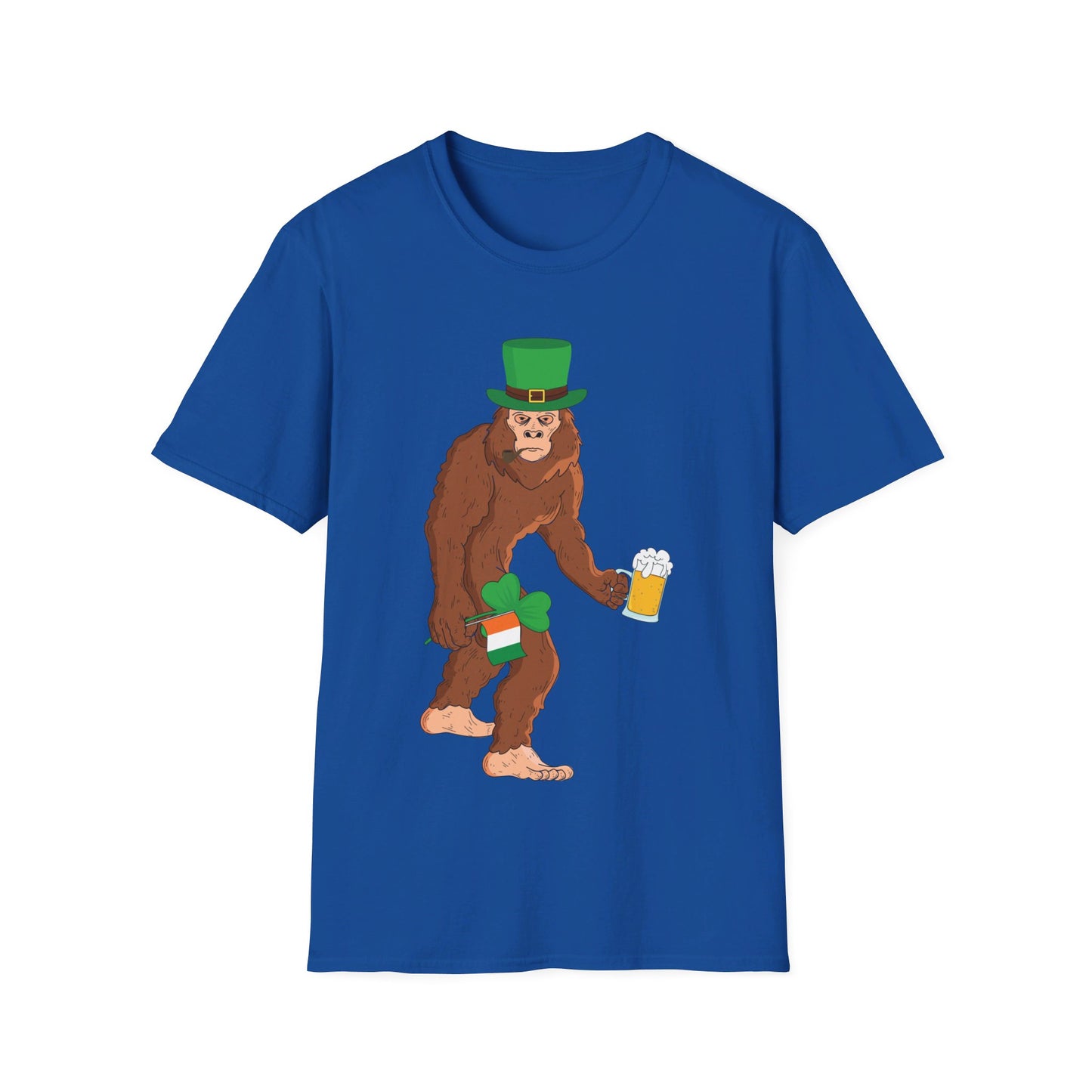 Funny Leprechaun Bigfoot St Patricks Day Sasquatch Irish Flag T-Shirt For Men Women T-Shirt