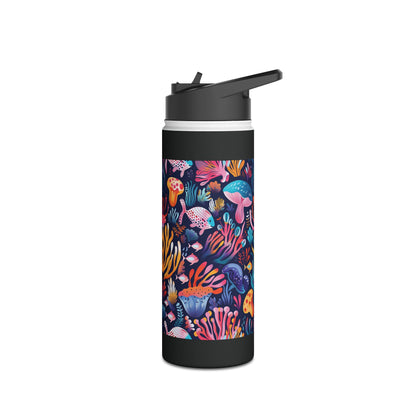 Underwater World Pattern Stainless Steel Water Bottle with Twist-on Lid and Double-Wall Vacuum Insulation