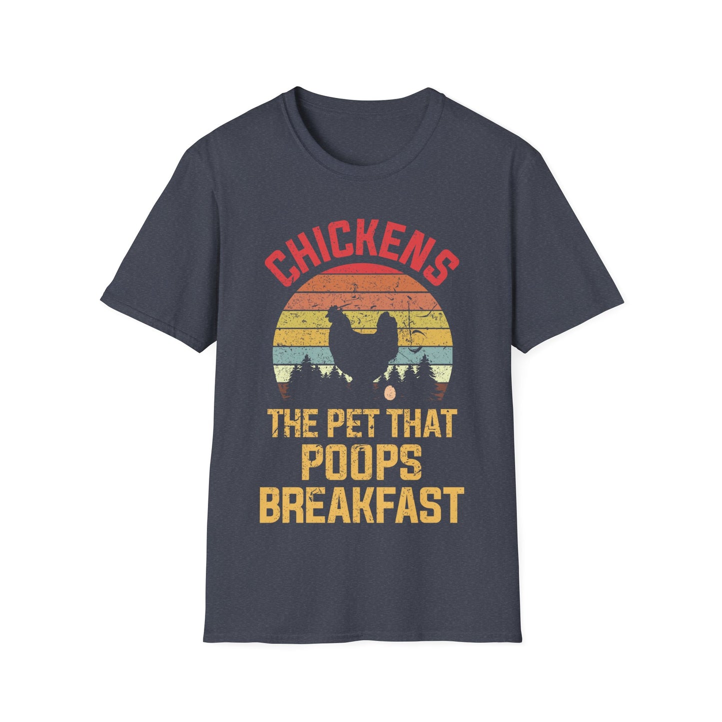 Funny Chickens The Pet That Poops Breakfast Vintage Farm T-Shirt Men Women