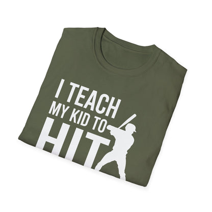 Funny I Teach My Kid to Hit and Steal Bat Helmet Baseball Sports T-Shirt Men