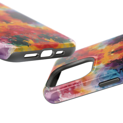 Tie-Dye Dream Vibrant Pattern iPhone 13 14 15 Pro Max Plus Case Compatible with MagSafe Tough Cases Protection, Magnetic Phone Case for iPhone  Classic Series