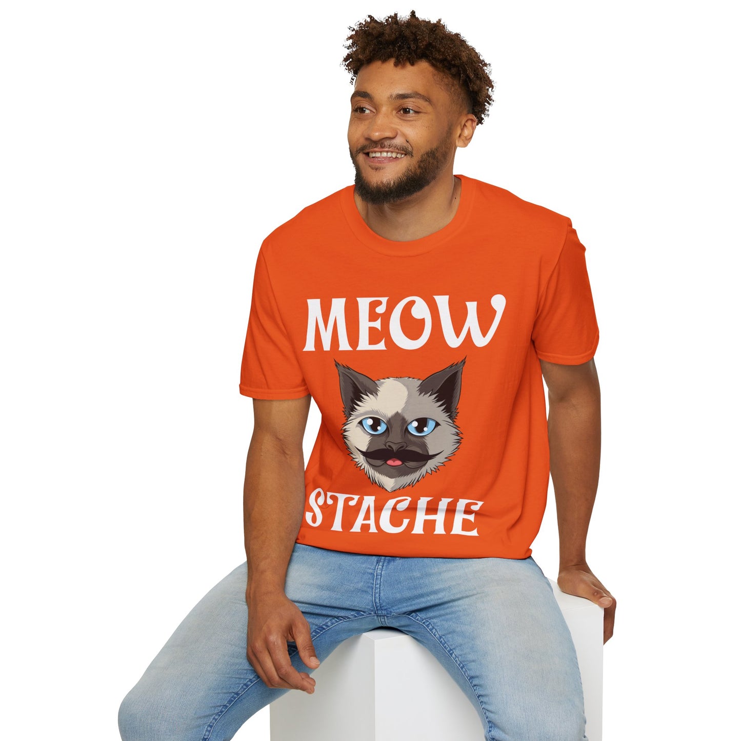 Meowstache Cat Mustache Moustache Beard Bearded Kitten Lovers T-Shirt For Men Women T-Shirt