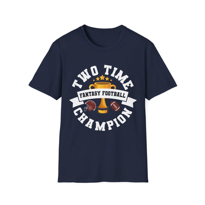 Two Time Champion Fantasy Football Lover T-Shirt Men Women