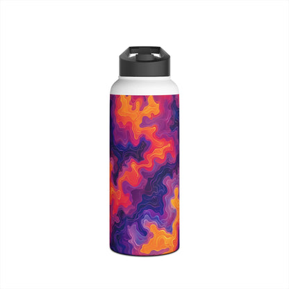 Electric Sunrise Pattern Stainless Steel Water Bottle with Twist-on Lid and Double-Wall Vacuum Insulation