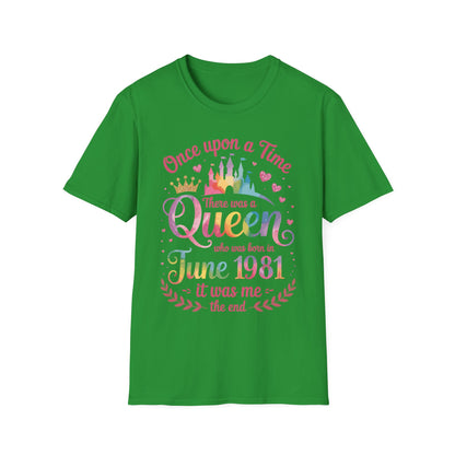 Funny 45 Years Old Birthday Girl 45 Birthday Queen June 1981 T-Shirt For Women