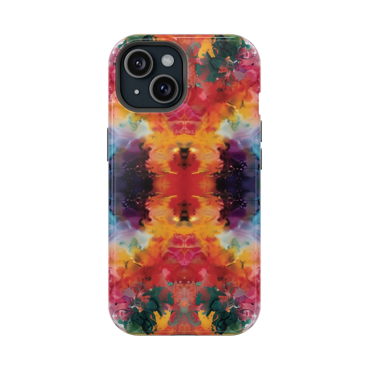 Tie-Dye Dream Vibrant Pattern iPhone 13 14 15 Pro Max Plus Case Compatible with MagSafe Tough Cases Protection, Magnetic Phone Case for iPhone  Classic Series