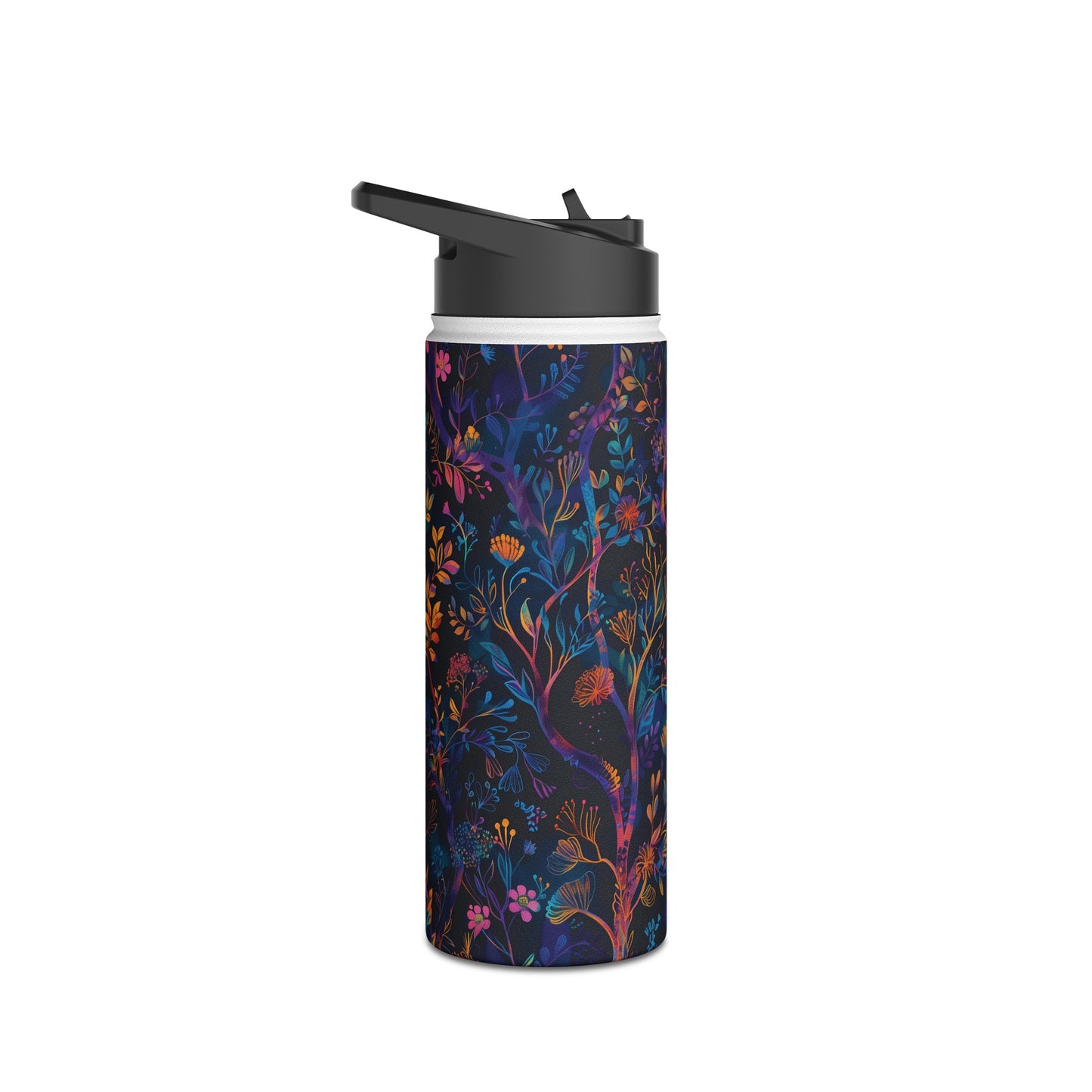 Mystical Forest Pattern Stainless Steel Water Bottle with Twist-on Lid and Double-Wall Vacuum Insulation