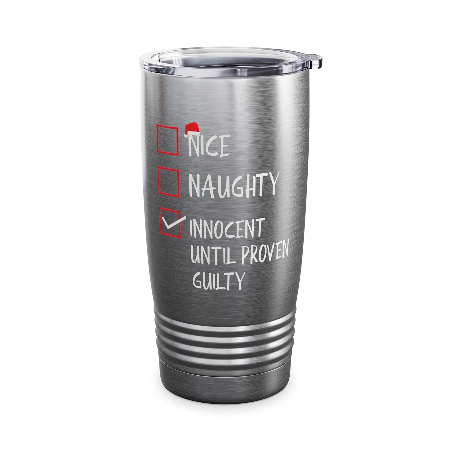 Nice Naughty Innocent Until Proven Guilty Christmas List Funny Tumbler