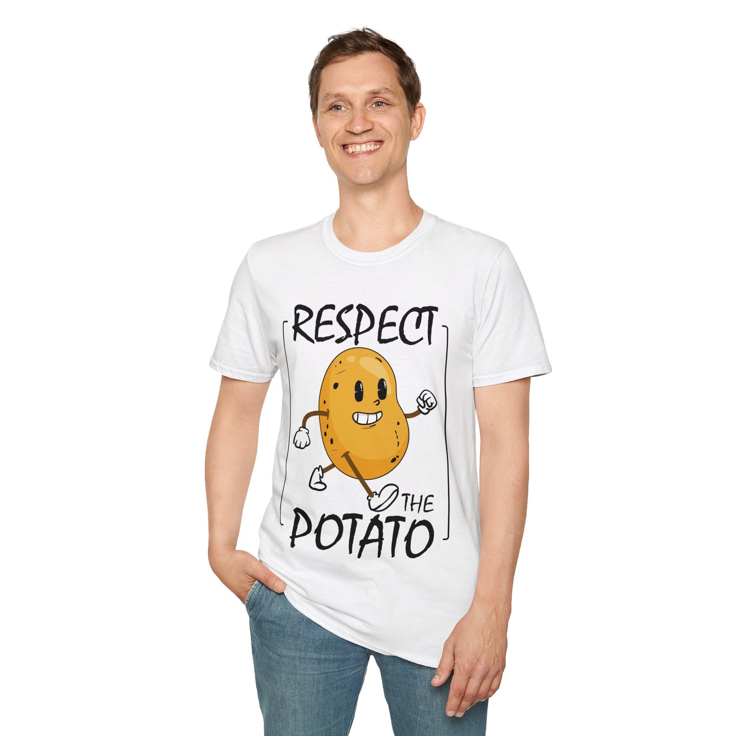 Funny Respect The Potato Gift Men Cute Root Vegetable Lovers Vegan T-Shirt For Men Women T-Shirt