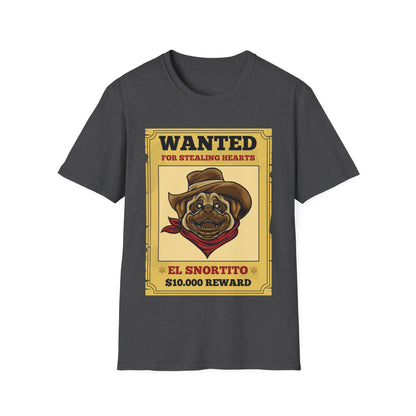 Vintage Pug Wanted Poster Cute Western Cowboy Funny Pug Dog T-Shirt For Men Women T-Shirt