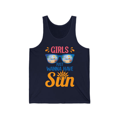 Funny Summer Girls Just Wanna Have Sun Beach Vacation Tank Top For Women