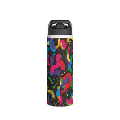 Pop Culture Fun Vibrant Pattern Stainless Steel Water Bottle with Twist-on Lid and Double-Wall Vacuum Insulation