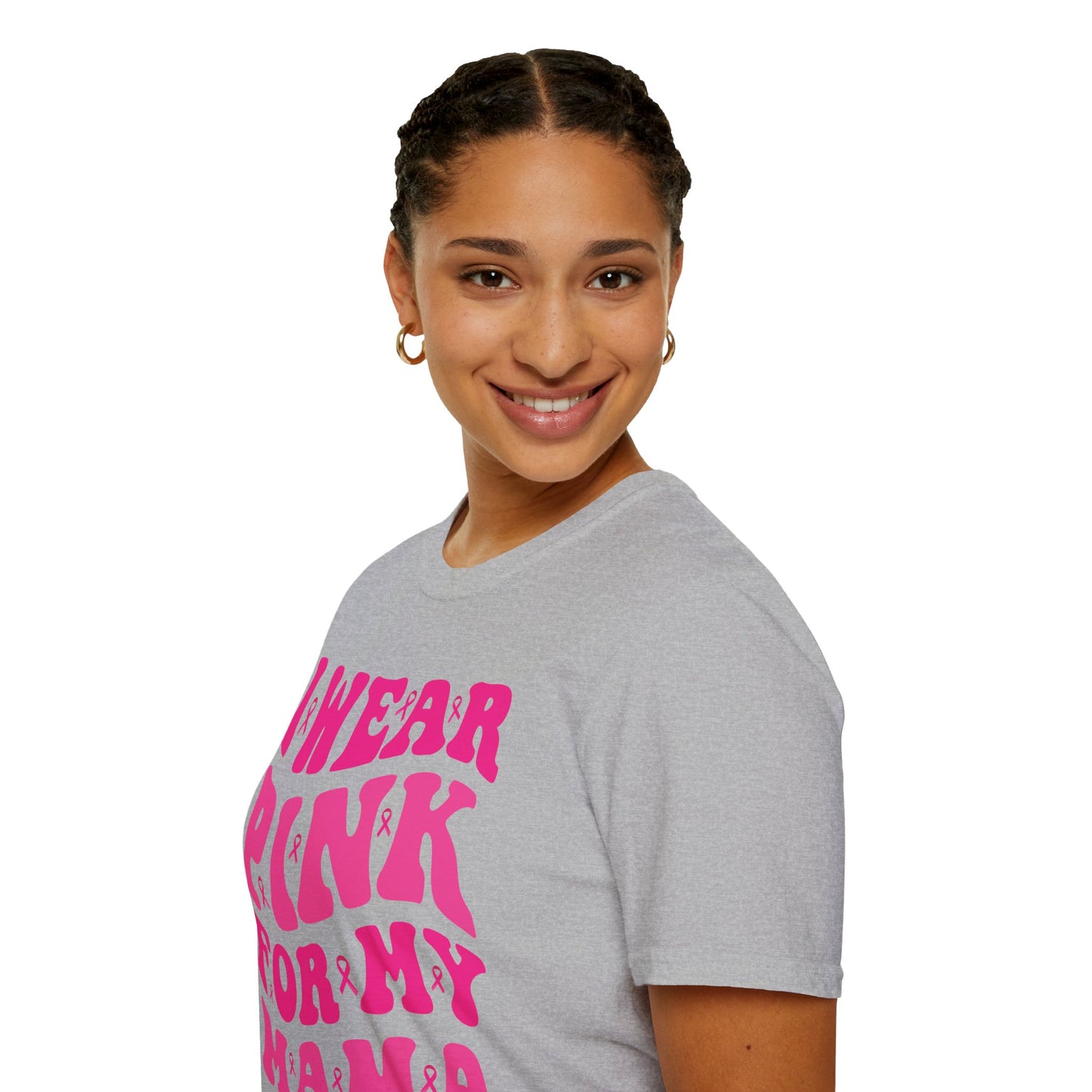 I Wear Pink For My Mama Ribbon Breast Cancer Support Squads T-Shirt For Men Women