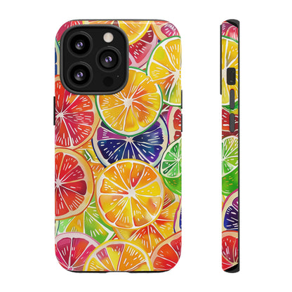 Citrus Burst Vibrant Pattern iPhone 13 14 15 16 Pro Max Plus Case Wireless Charging Compatible Tough Cases Protection, Magnetic Phone Case for iPhone Classic Series