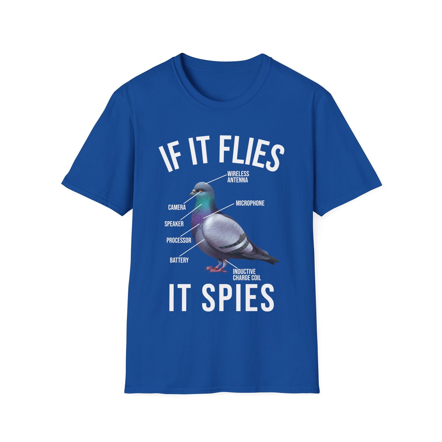 Funny If It Flies It Spies Pigeon Anatomy Bird aren't Real T-Shirt Men Women