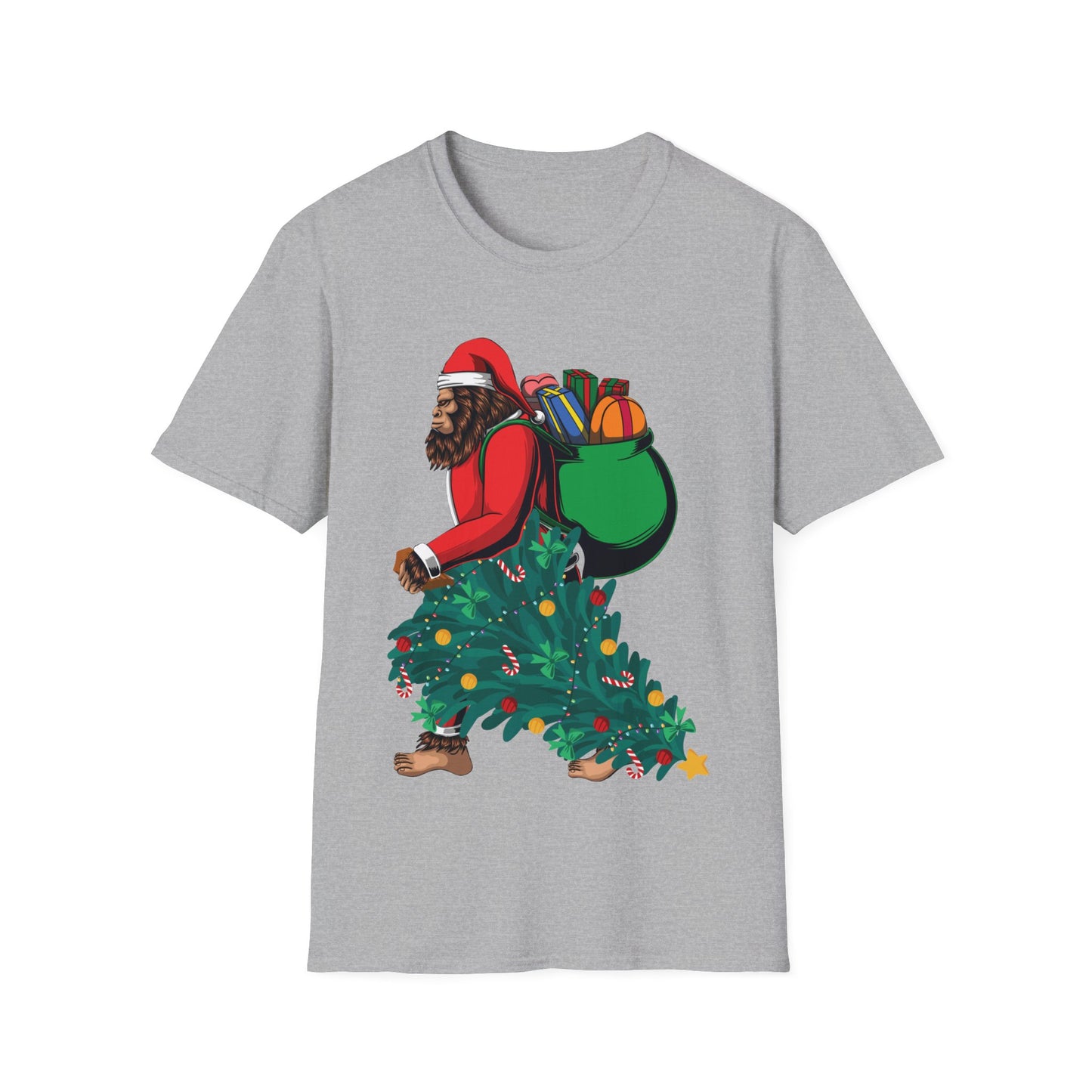 Bigfoot Santa Christmas Tree Lights Gifts Funny Xmas Sasquatch T-Shirt For Men Women T-Shirt