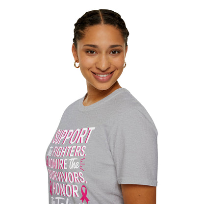 Breast Cancer Awareness Support Fighters Admire Survivors T-Shirt For Men Women