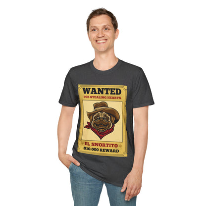 Vintage Pug Wanted Poster Cute Western Cowboy Funny Pug Dog T-Shirt For Men Women T-Shirt