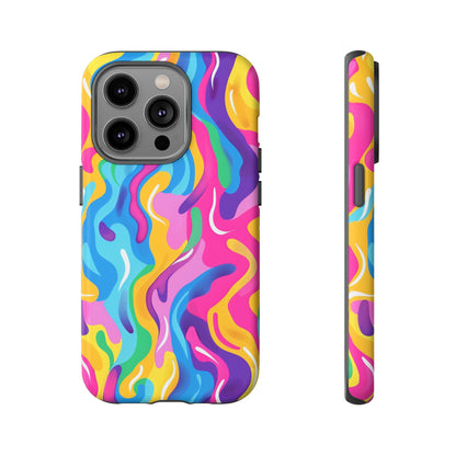 Rainbow Splash Pattern iPhone iPhone 13 14 15 16 Pro Max Plus Case Wireless Charging Compatible Tough Cases Protection, Magnetic Phone Case for iPhone Classic Series