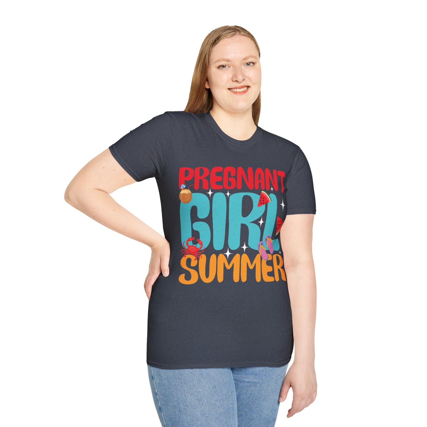 Groovy Pregnancy Reveal Pregnant Girl Summer T-Shirt For Baby Shower T-Shirt