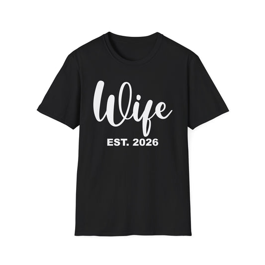 Funny Wife Est 2026 Just Married Bride Honeymoon Couple Wedding T-Shirt For Women