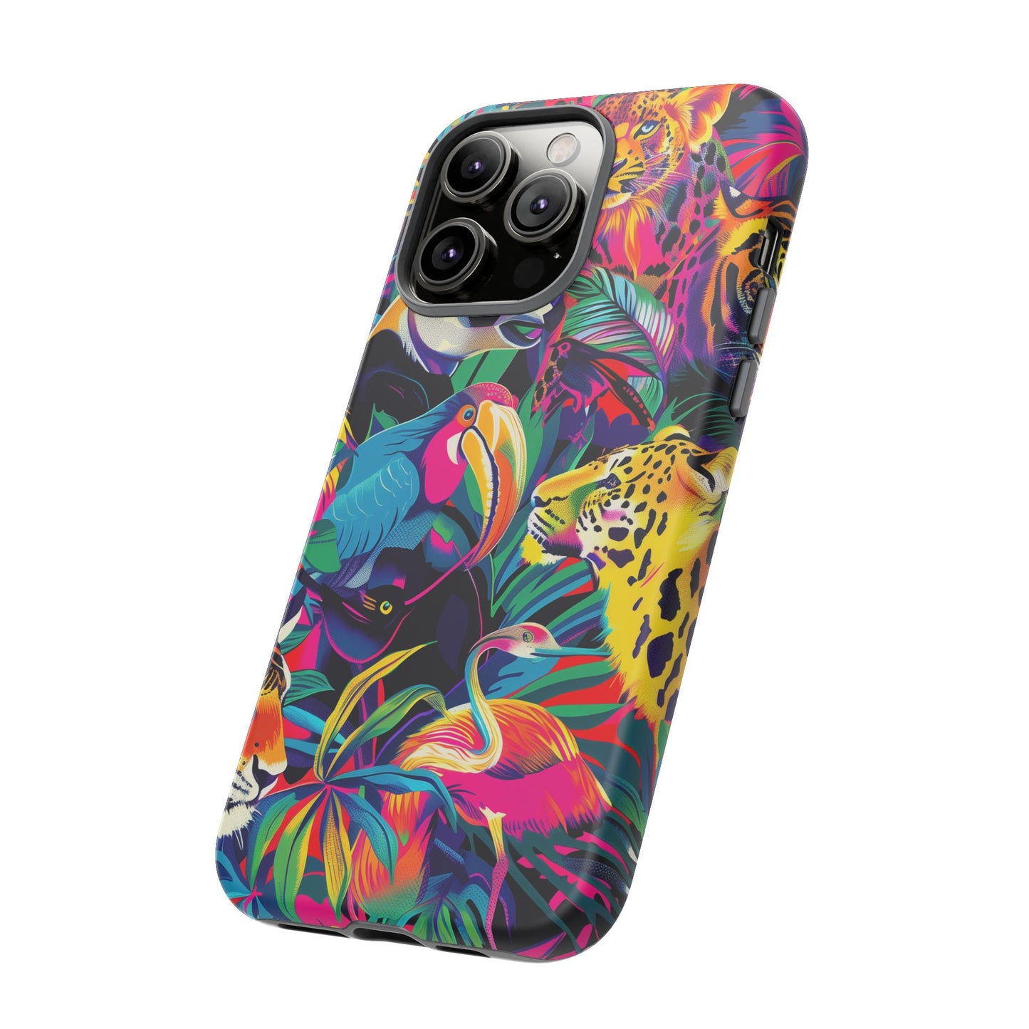 Animal Collage Pattern iPhone 13 14 15 16 Pro Max Plus Case Wireless Charging Compatible Tough Cases Protection, Magnetic Phone Case for iPhone Classic Series