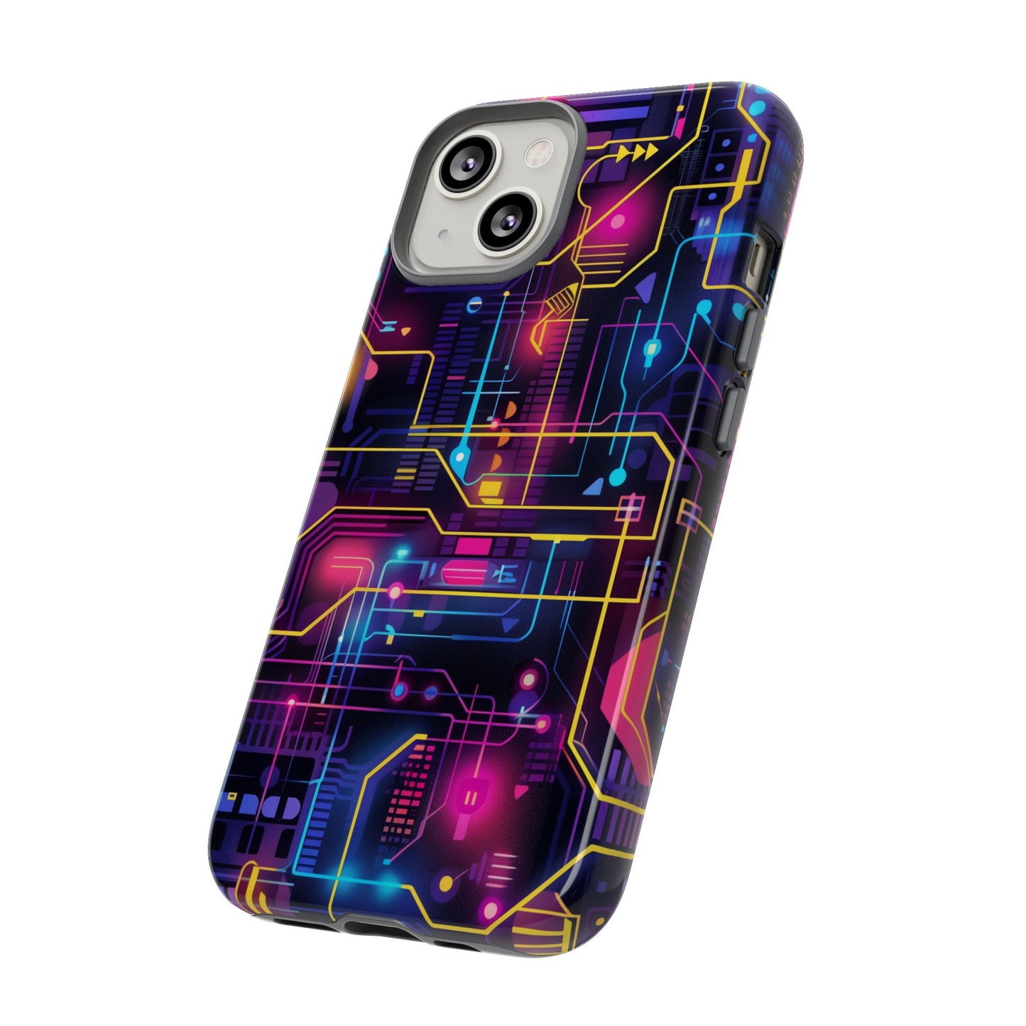 Cyberpunk Neon Vibrant Pattern iPhone 13 14 15 16 Pro Max Plus Case Wireless Charging Compatible Tough Cases Protection, Magnetic Phone Case for iPhone Classic Series