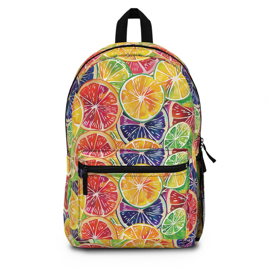 Citrus Burst Vibrant Pattern Backpacks for Men Women Kids School Travel, Capacity School Backpacks