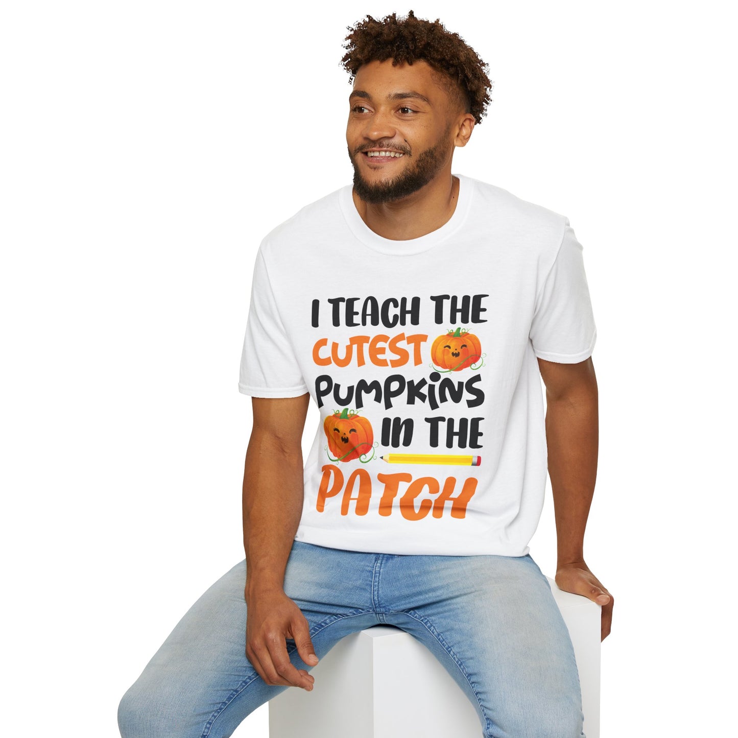 Funny I Teach The Cutest Pumpkins In The Patch Teacher Halloween Pumpkin  T-Shirt For Men Women