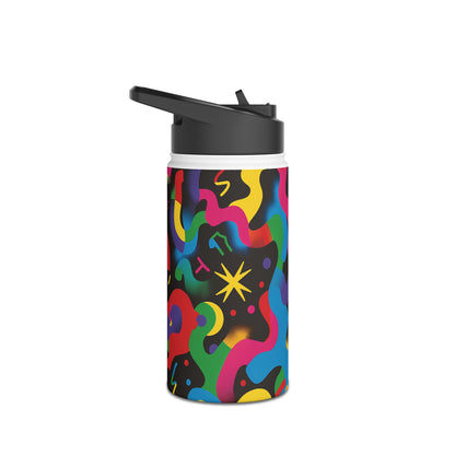 Pop Culture Fun Vibrant Pattern Stainless Steel Water Bottle with Twist-on Lid and Double-Wall Vacuum Insulation