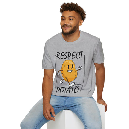 Funny Respect The Potato Gift Men Cute Root Vegetable Lovers Vegan T-Shirt For Men Women T-Shirt