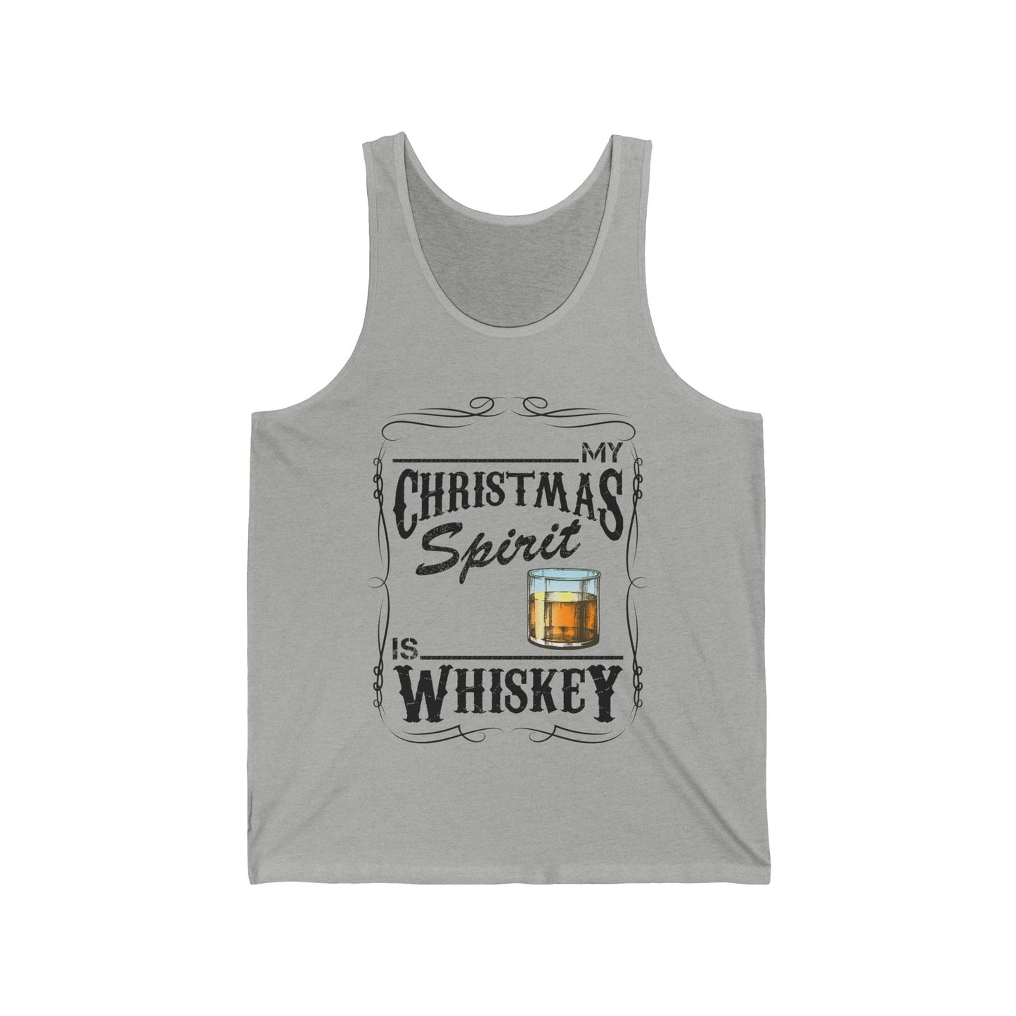 Funny Whiskey Is My Christmas Spirit Xmas Drinking Vintage Tank Top