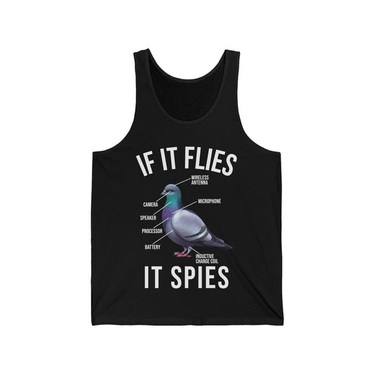 Funny If It Flies It Spies Pigeon Anatomy Bird aren't Real Tank Tops For Men Women