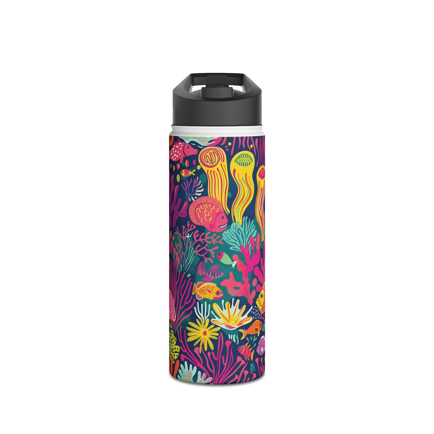 Underwater World Vibrant Pattern Stainless Steel Water Bottle with Twist-on Lid and Double-Wall Vacuum Insulation