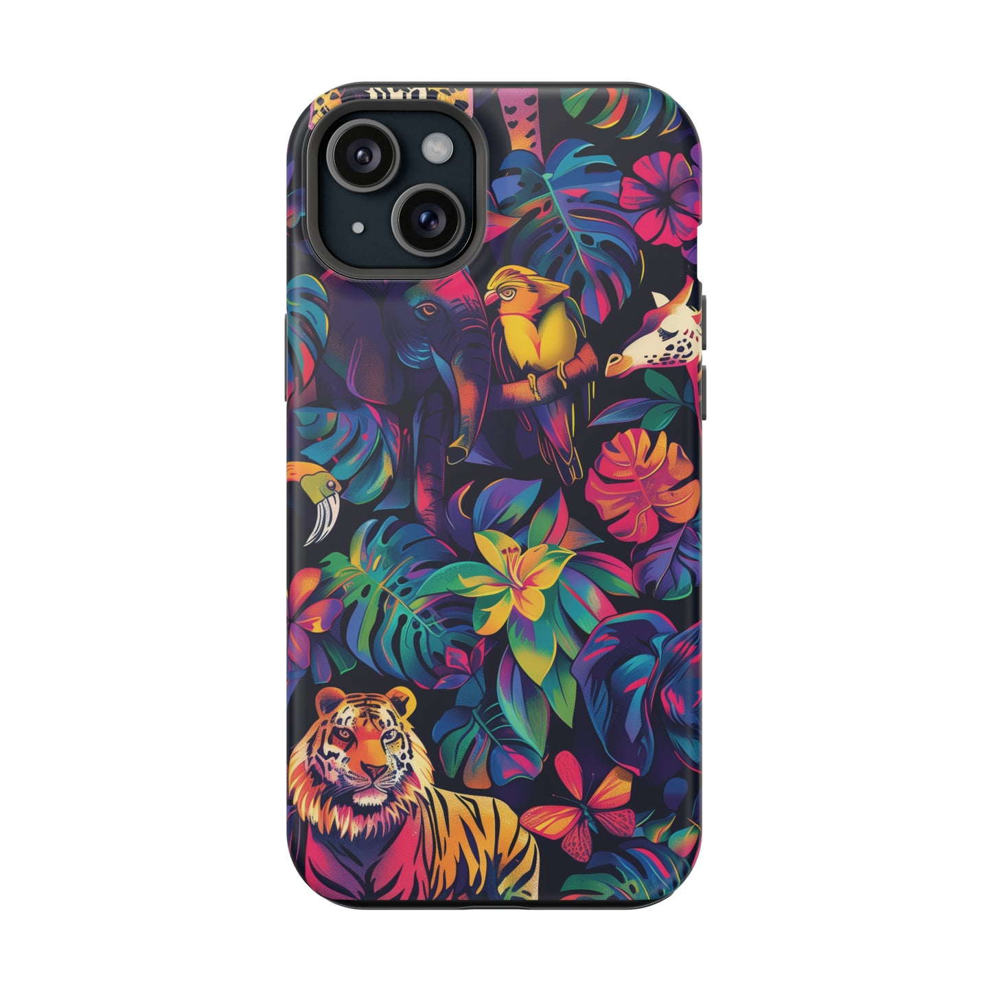 Animal Collage Vibrant Pattern iPhone 13 14 15 Pro Max Plus Case Compatible with MagSafe Tough Cases Protection, Magnetic Phone Case for iPhone  Classic Series