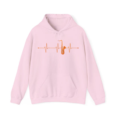 Funny Saxophone Heartbeat Hoodie, Saxophone Player Music Lovers Hoodie