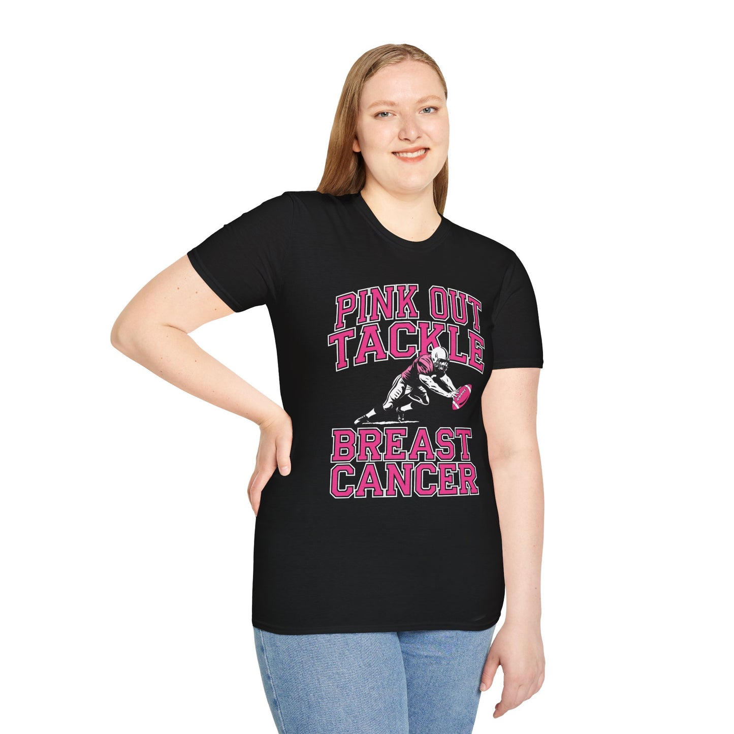 Funny Pink Out Tackle Breast Cancer Awareness American Football T-Shirt For Men Women