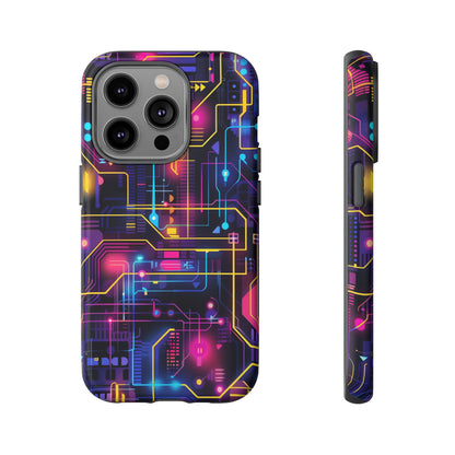 Cyberpunk Neon Vibrant Pattern iPhone 13 14 15 16 Pro Max Plus Case Wireless Charging Compatible Tough Cases Protection, Magnetic Phone Case for iPhone Classic Series