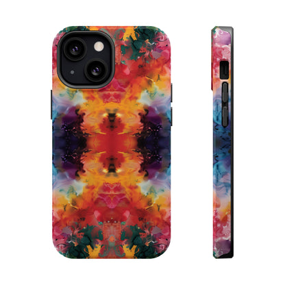 Tie-Dye Dream Vibrant Pattern iPhone 13 14 15 Pro Max Plus Case Compatible with MagSafe Tough Cases Protection, Magnetic Phone Case for iPhone  Classic Series