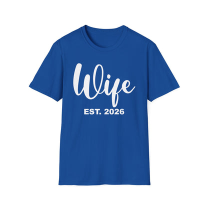 Funny Wife Est 2026 Just Married Bride Honeymoon Couple Wedding T-Shirt For Women