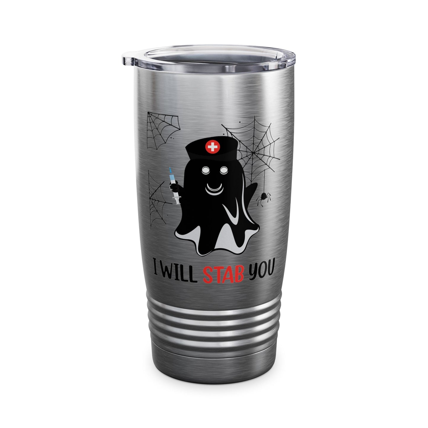 Funny Nurse Ghost I Will Stab You Shot Halloween Boo Women Tumbler