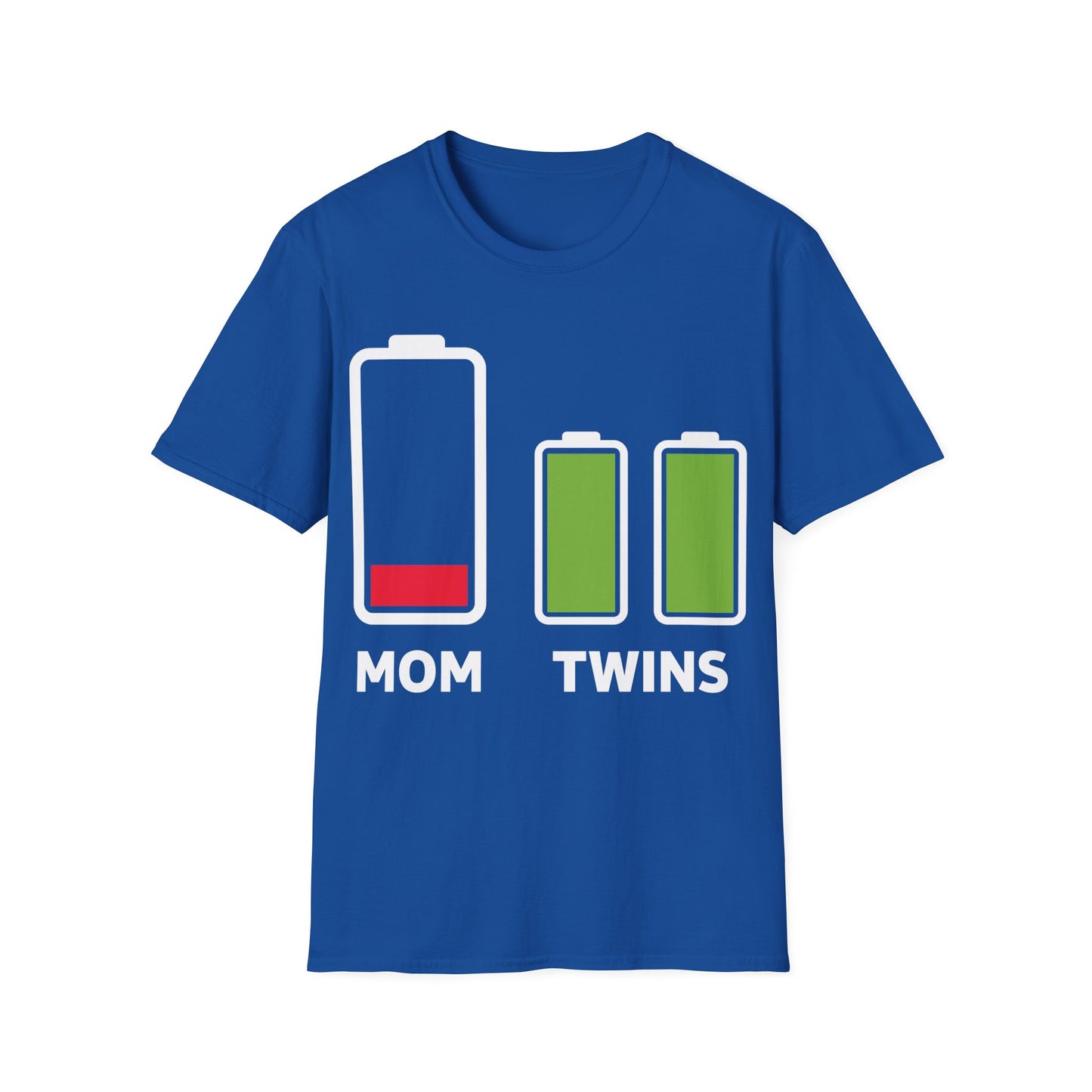 Funny Twin Mother Low Battery Tired Mom Of Twins T-Shirt