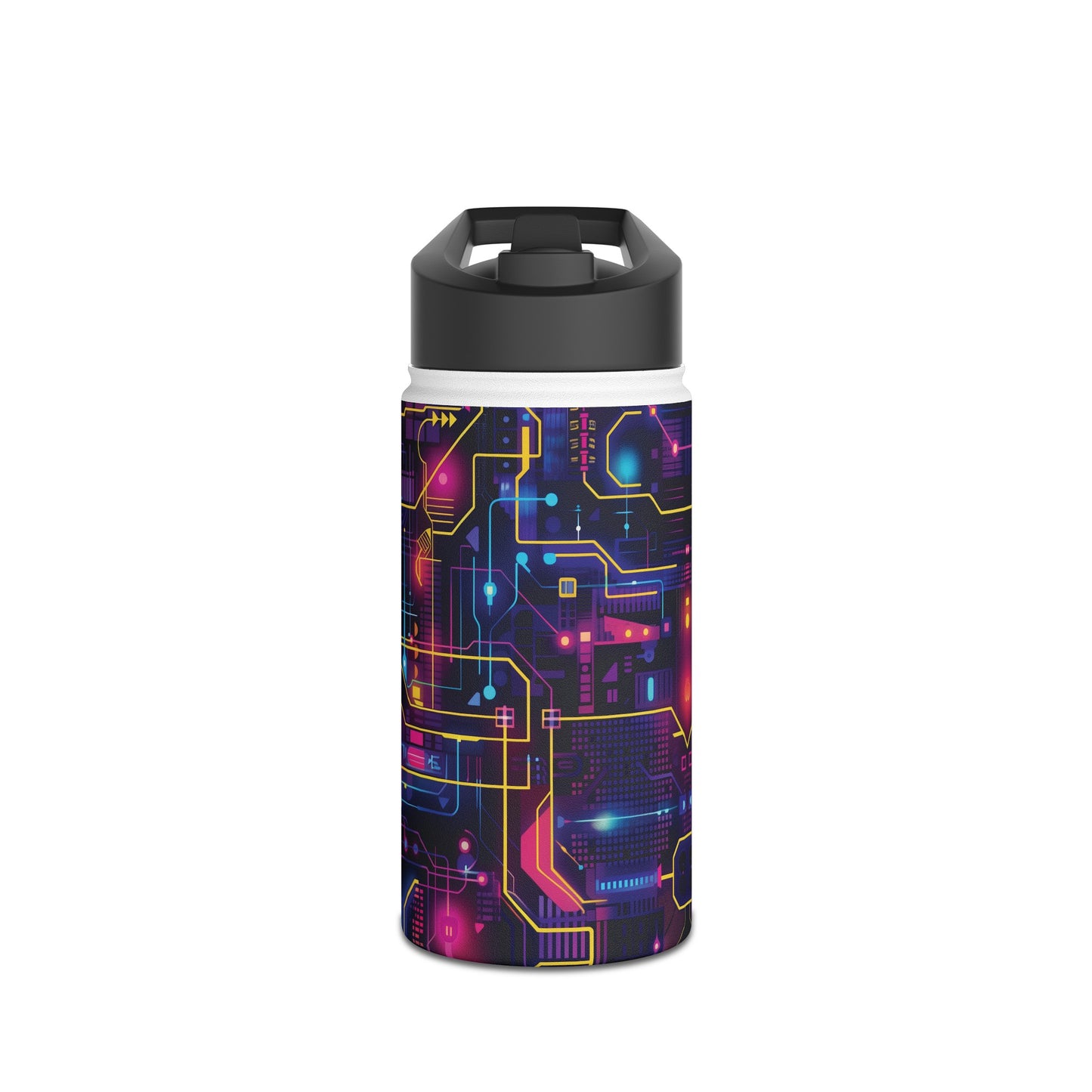 Cyberpunk Neon Vibran Pattern Stainless Steel Water Bottle with Twist-on Lid and Double-Wall Vacuum Insulation