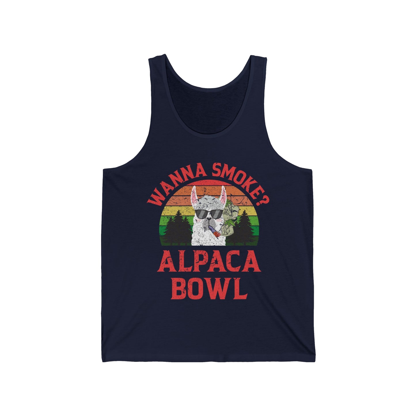 Funny Wanna Smoke Alpaca Bowl, Cute Weed Pun Marijuana Tank Tops