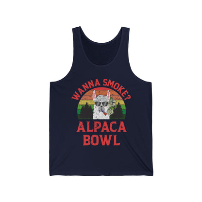 Funny Wanna Smoke Alpaca Bowl, Cute Weed Pun Marijuana Tank Tops