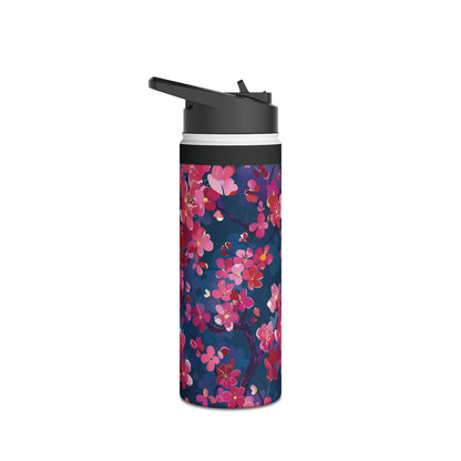 Sakura Blossoms Pattern Stainless Steel Water Bottle with Twist-on Lid and Double-Wall Vacuum Insulation