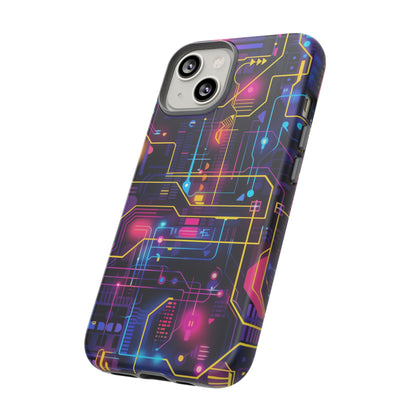 Cyberpunk Neon Vibrant Pattern iPhone 13 14 15 16 Pro Max Plus Case Wireless Charging Compatible Tough Cases Protection, Magnetic Phone Case for iPhone Classic Series