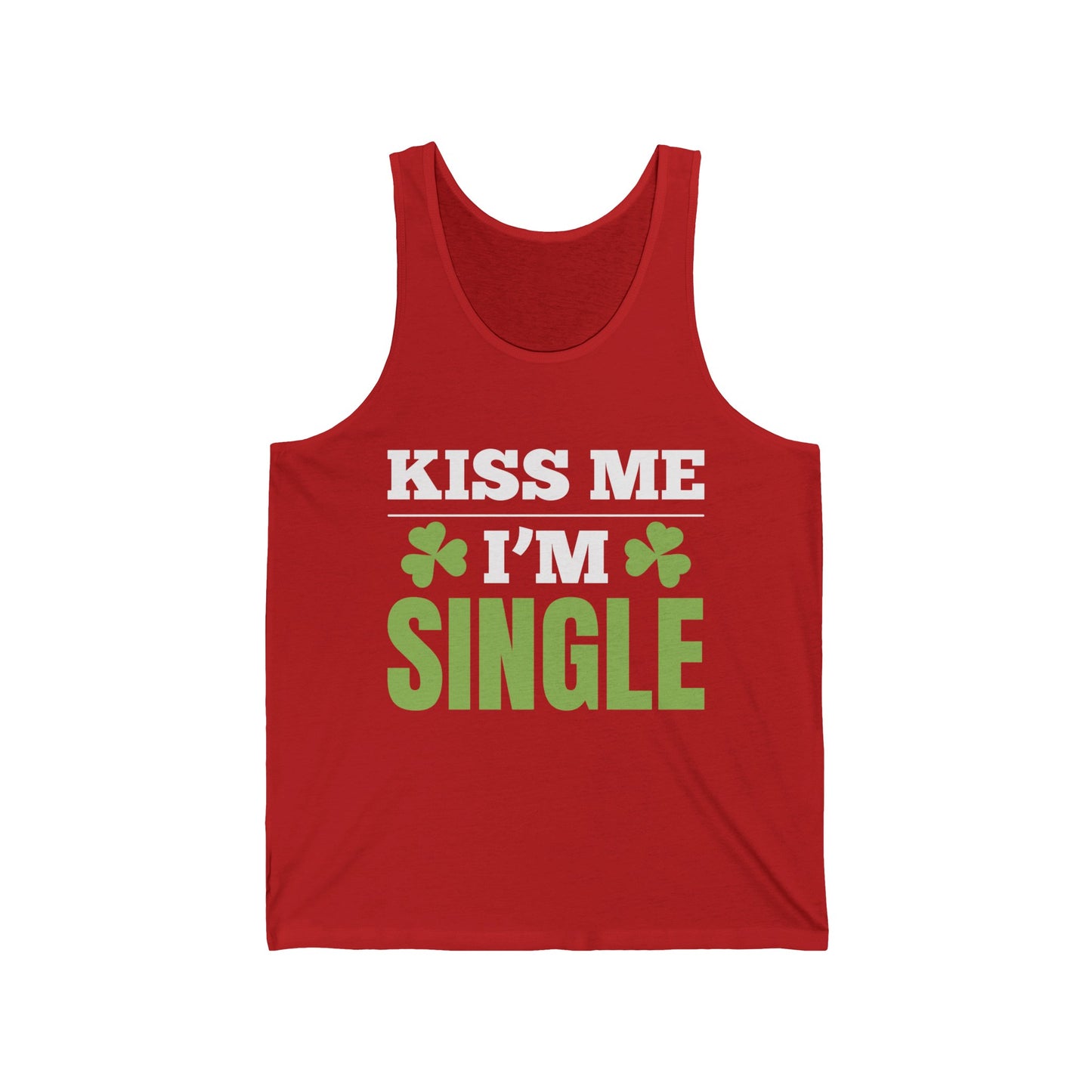 Kiss Me I'm Single Tank Top St Patrick Day Tank Tops for Men Women