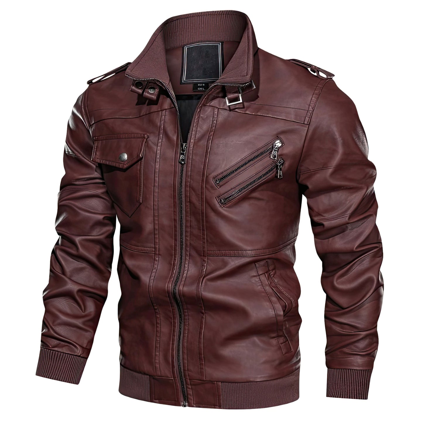 Men Motorcycle Windproof Leather Coat Men Solid Outdoor Zipper Coat Outerwear Spring Genuine Leather Jackets