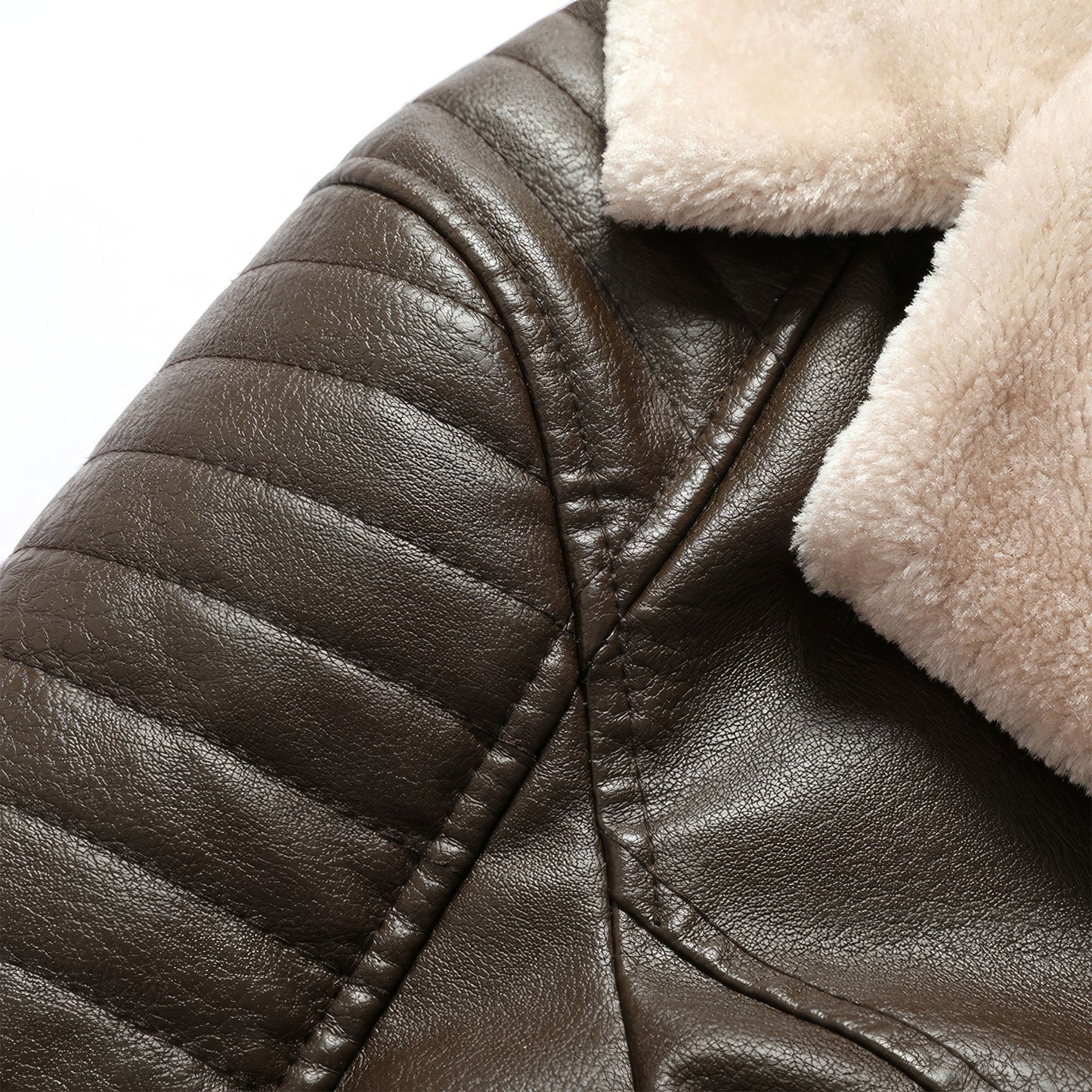 Men's Fashion Warm Winter Coat PU Leather Jacket Lapel Casual Plush Leather Velvet Fur Coat Genuine Leather Jackets